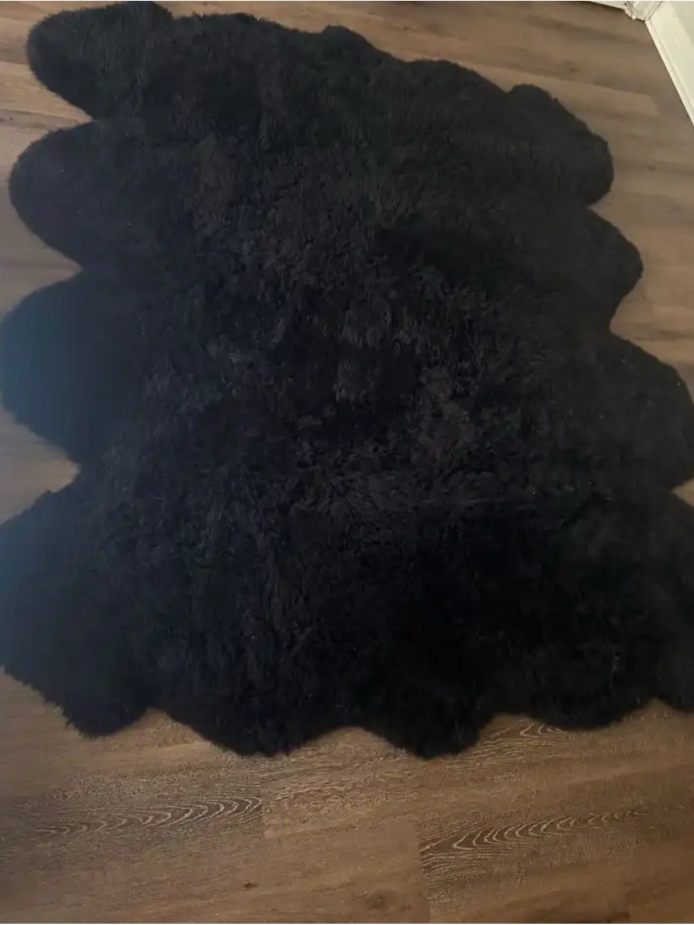 Eight Extra large Sheepskin rug Black long hair Plush